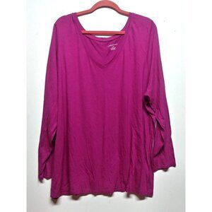 Lane Bryant top 26/28 Tee shirt LONG SLEEVE supima blend T Shirt purple stretch